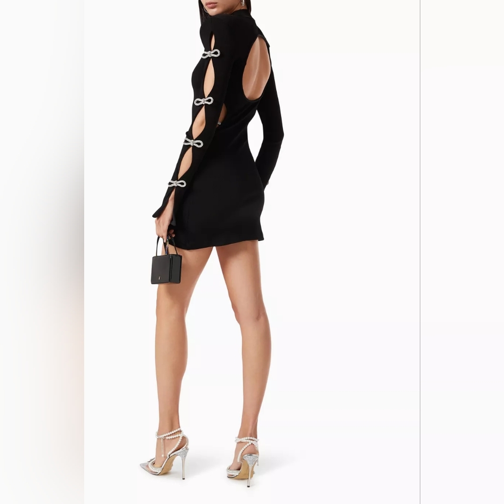 NEW $985 Mach & Mach Crystal-Embellished Cut-Out Minidress - Picture 3 of 16